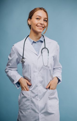 woman-doctor-wearing-lab-robe-with-stethoscope-isolated